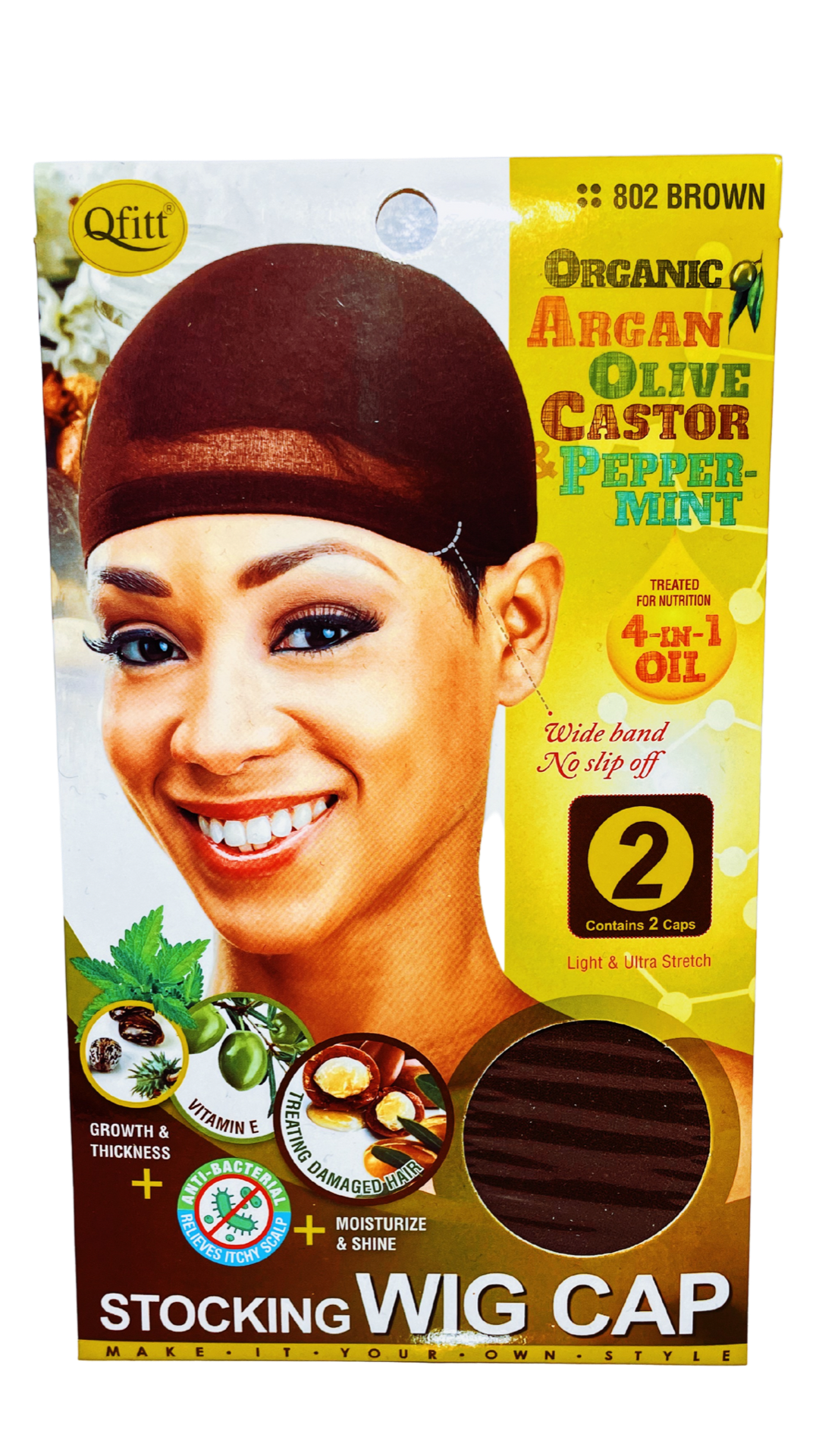 Qfitt Stocking Wig Cap Brown 2 pcs