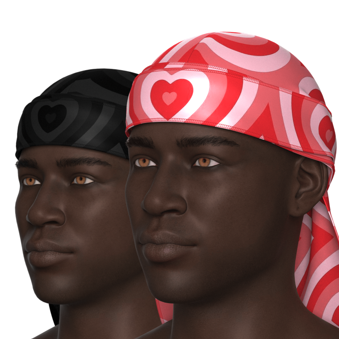Y2K Heart Durags Black/Red Pattern