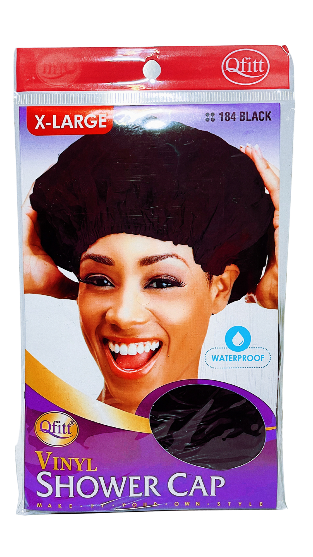 Qfitt Vinyl Shower Cap Black X-Large
