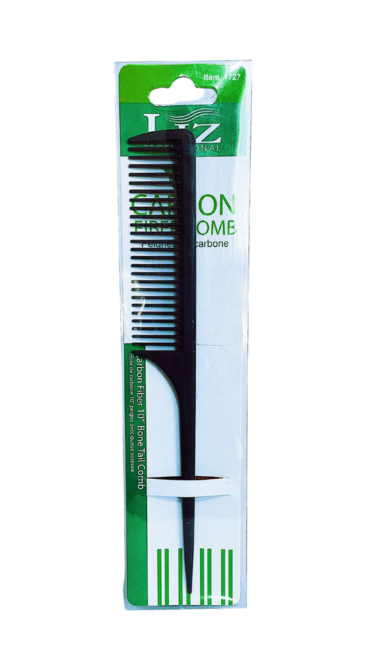 Liz Professional Carbon Comb 10” Bone Tail Comb